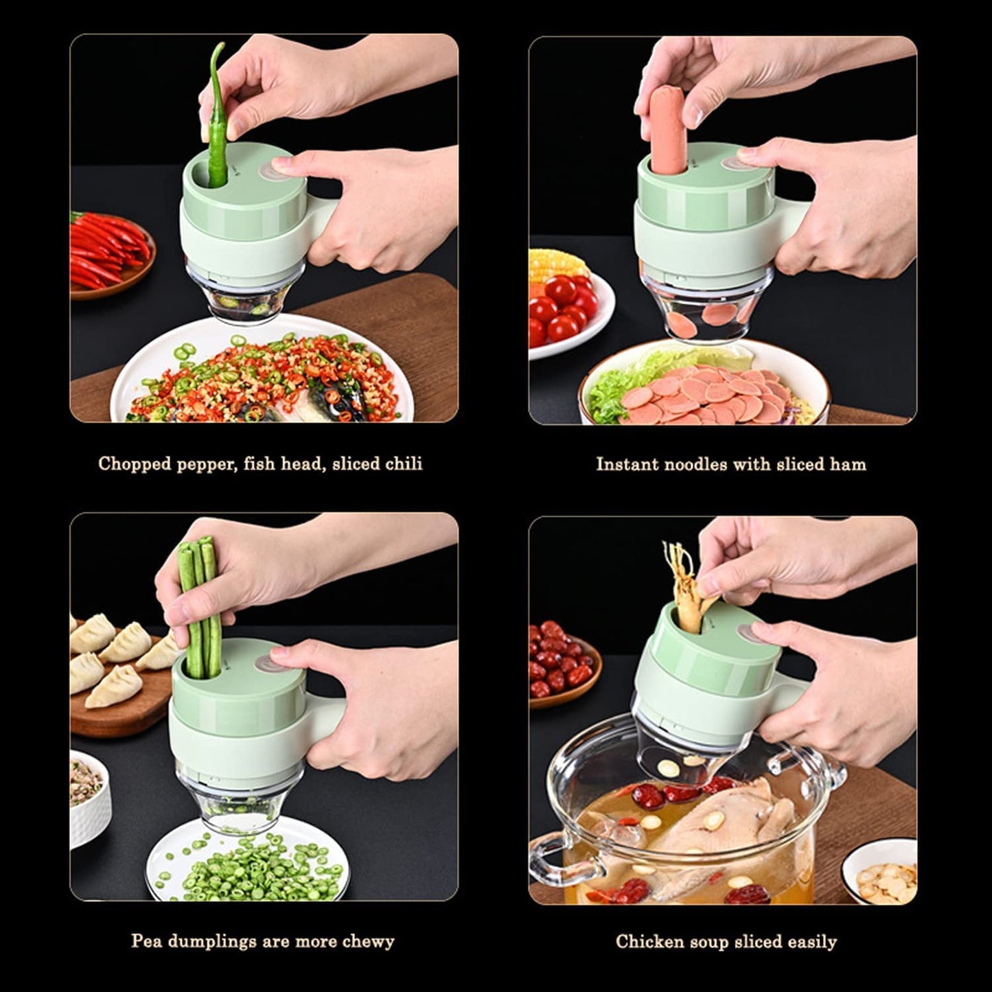 5 in 1 Handheld Hammer Electric Vegetable Cutter Set Mini Wireless Food Choppers Garlic Vegetable Chopper Slicer machine ( Random Color )