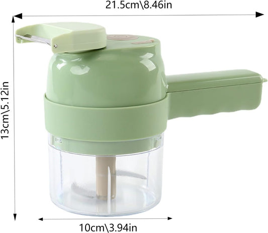 5 in 1 Handheld Hammer Electric Vegetable Cutter Set Mini Wireless Food Choppers Garlic Vegetable Chopper Slicer machine ( Random Color )