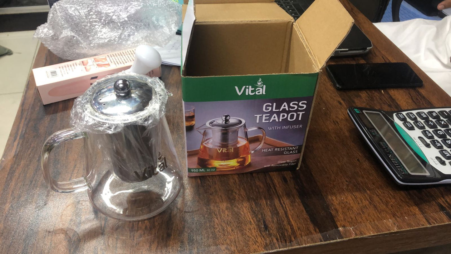 Infuser Glass Tea Jug with Stainless Steel Filter – Premium Hot & Cold Brewer for Tea, Detox Water & Herbal Drinks