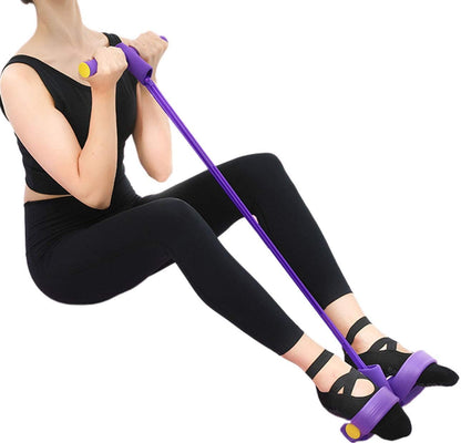 Foot Pedal Resistance Band – Elastic Sit-Up Pull Rope for Yoga & Fitness | Tummy Trimmer (Random Colors)
