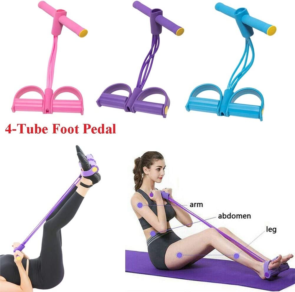 Foot Pedal Resistance Band – Elastic Sit-Up Pull Rope for Yoga & Fitness | Tummy Trimmer (Random Colors)