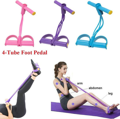 Foot Pedal Resistance Band – Elastic Sit-Up Pull Rope for Yoga & Fitness | Tummy Trimmer (Random Colors)