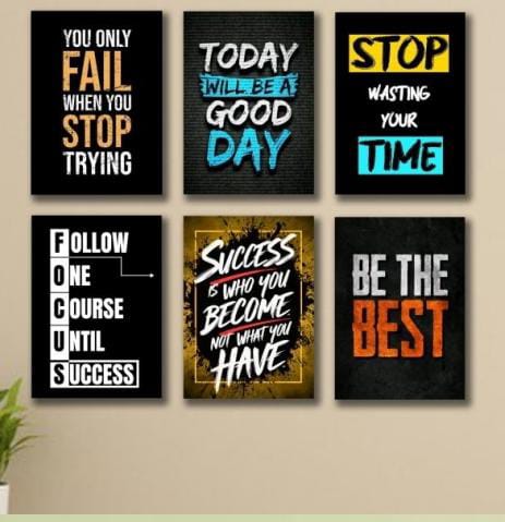 Set of 6 Motivational Phototile frame Wall Art