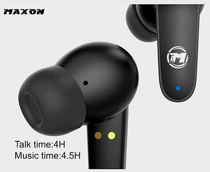 Maxon B303 Wireless Earbuds – ENC + Gaming Mode, 6hrs Playtime, 10m Range, Touch Control, 130hrs Standby